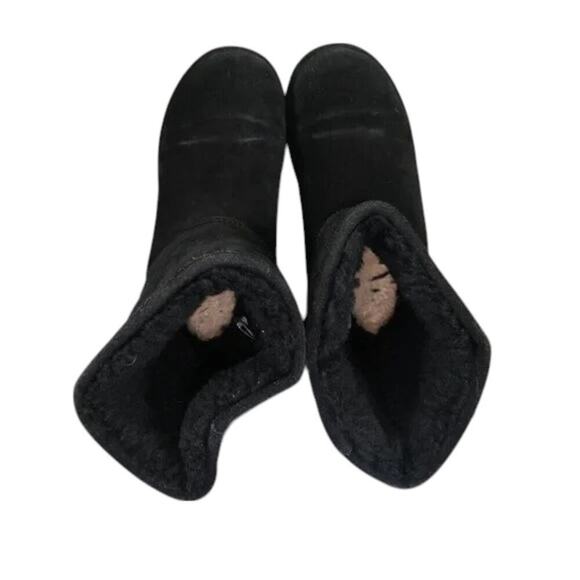 Bearpaw Shoes Womens 9 Boots Winter Comfort Warm Emma Short Leather Wool Black - Picture 8 of 14